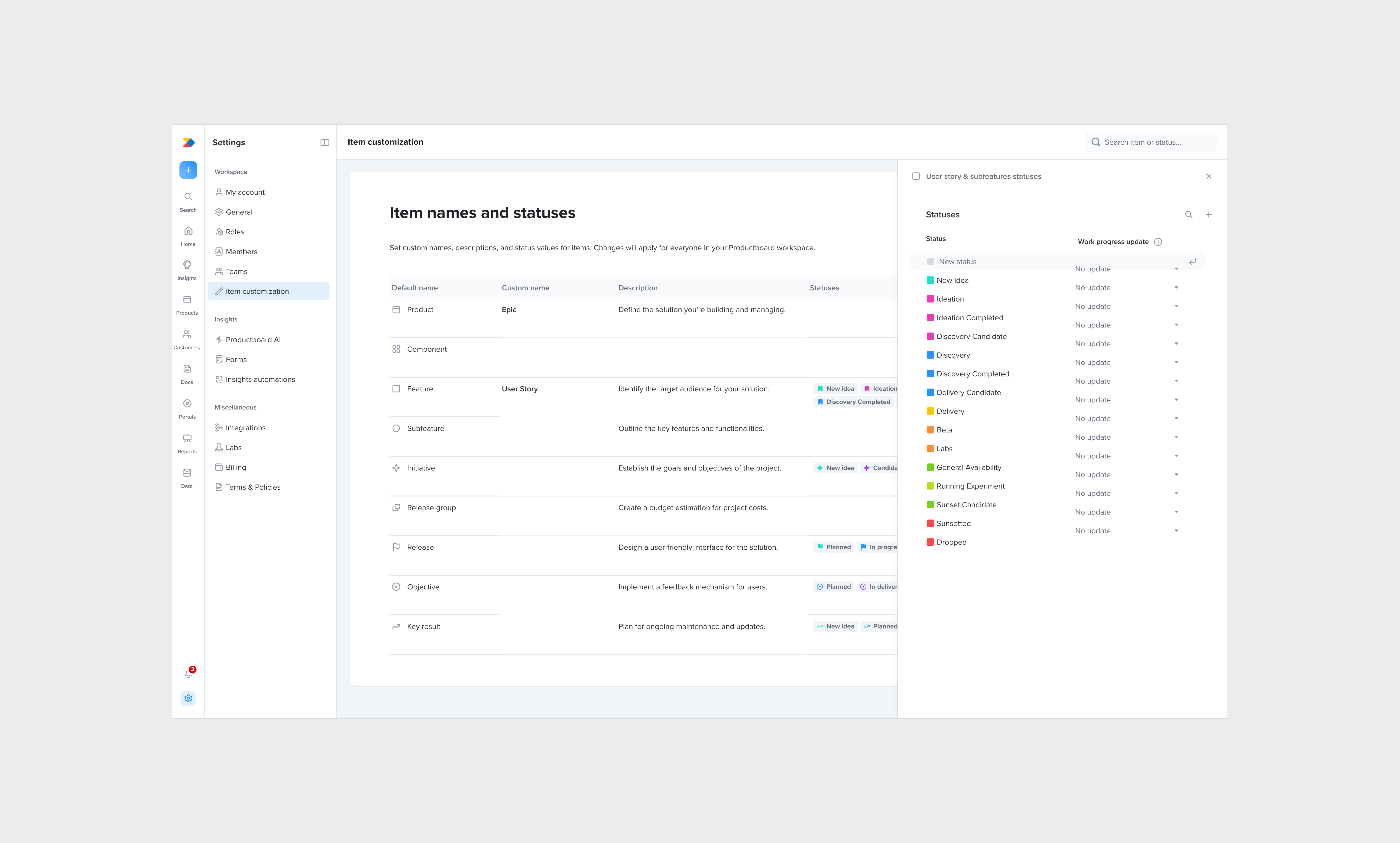 Customizing Productboard entities